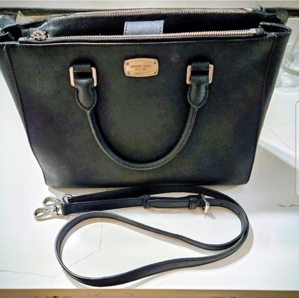 Michael Kors Savannah Black Saffiano Leather Satchel Crossbody Bag - Picture 8 of 8